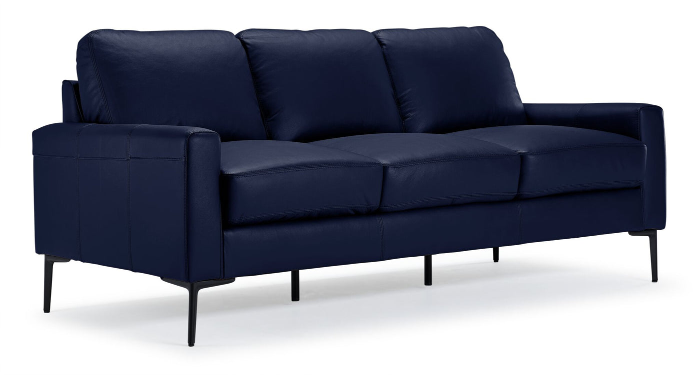 Chito Leather Sofa, Loveseat and Chair Set - Navy