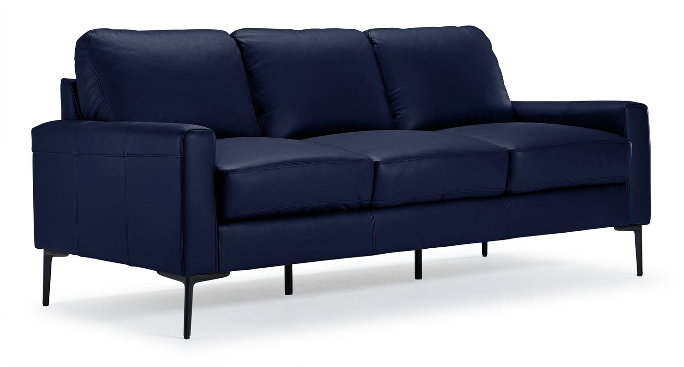 Chito Leather Sofa and Chair Set - Navy