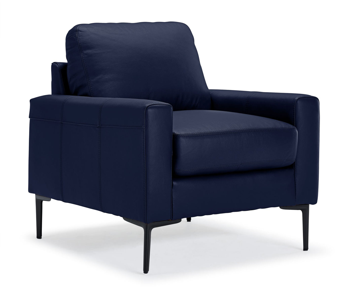 Chito Leather Sofa, Loveseat and Chair Set - Navy