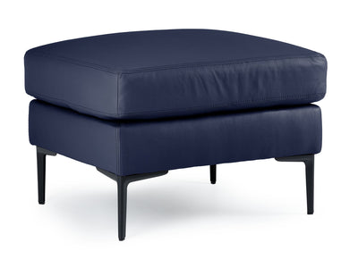Chito Leather Ottoman - Navy
