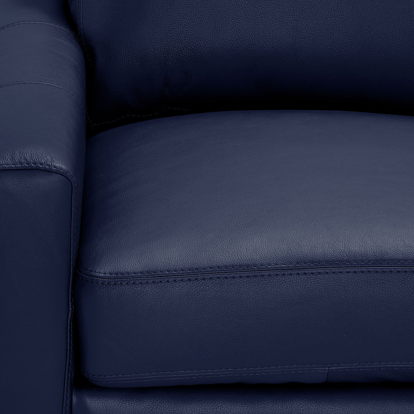 Chito Leather Sofa and Chair Set - Navy