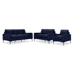 Chito Leather Sofa, Loveseat and Chair Set - Navy