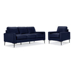 Chito Leather Sofa and Chair Set - Navy