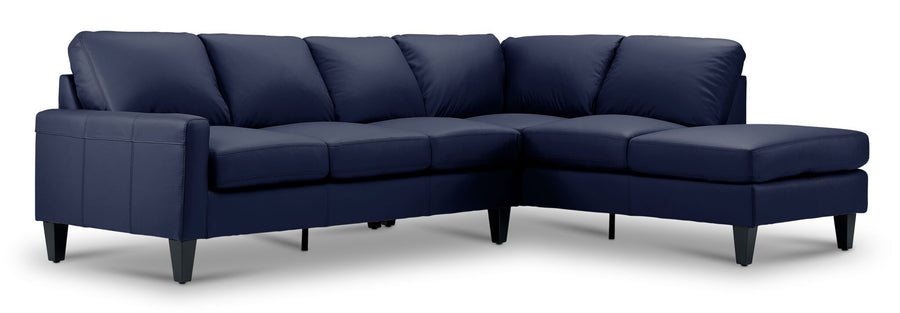 Chito Leather 2-Piece Sectional with Right Facing Chaise - Navy