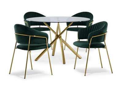 Cinzia 5-Piece Dining Set - Emerald, Gold