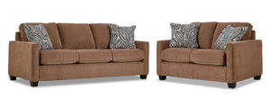 City Sofa and Loveseat Set - Brown