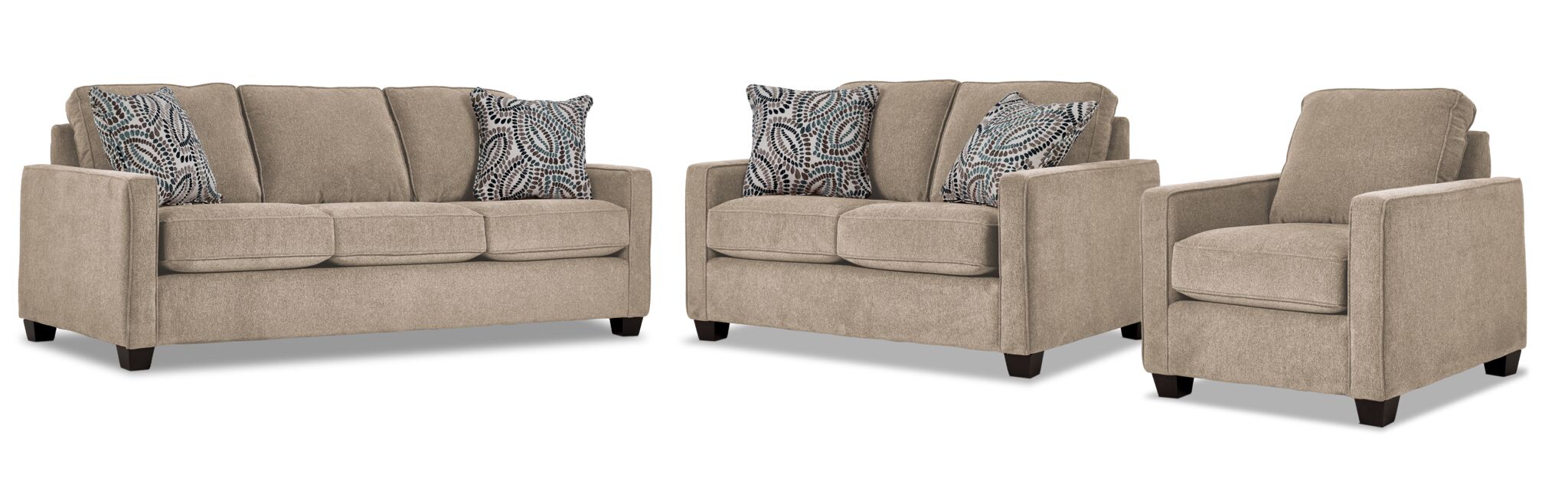 City Sofa, Loveseat and Chair Set - Ivory