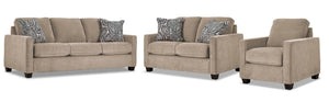 City Sofa, Loveseat and Chair Set - Ivory