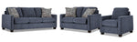 City Sofa, Loveseat and Chair Set - Blue