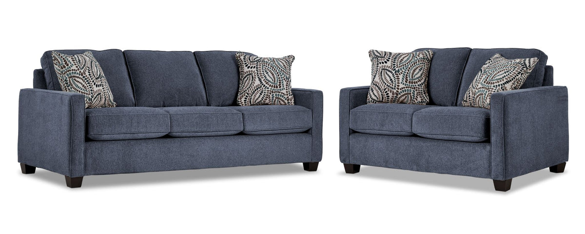 City Sofa and Loveseat Set - Blue