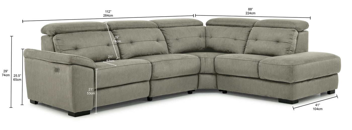 Colorado 4-Piece Power Reclining Sectional with Right-Facing Chaise - Silver