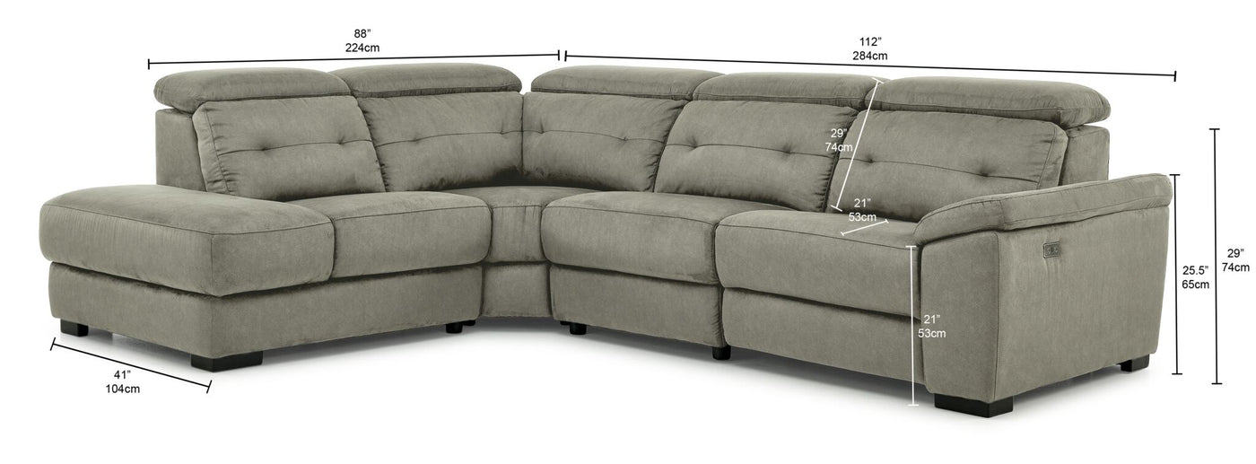 Colorado 4-Piece Power Reclining Sectional with Left-Facing Chaise - Silver