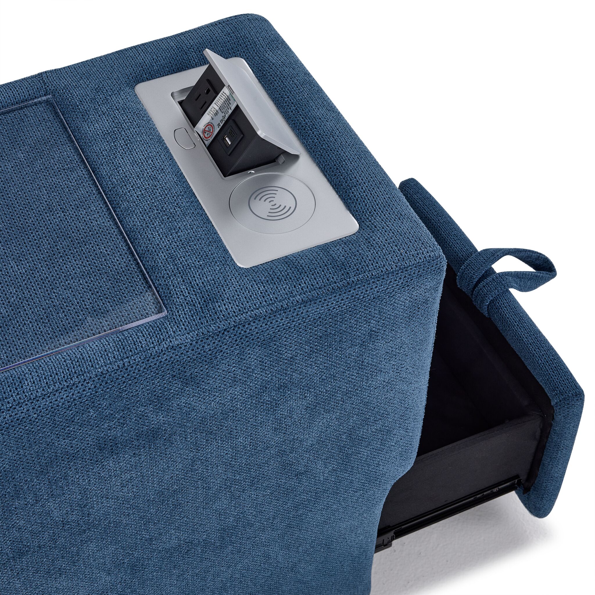 Feeling Connected - Connex 3-Piece Modular Sectional with Chaise and Drawer Console - Blue