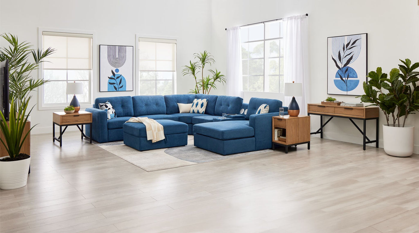 Connex 6-Piece Modular Sectional with Storage Console - Blue
