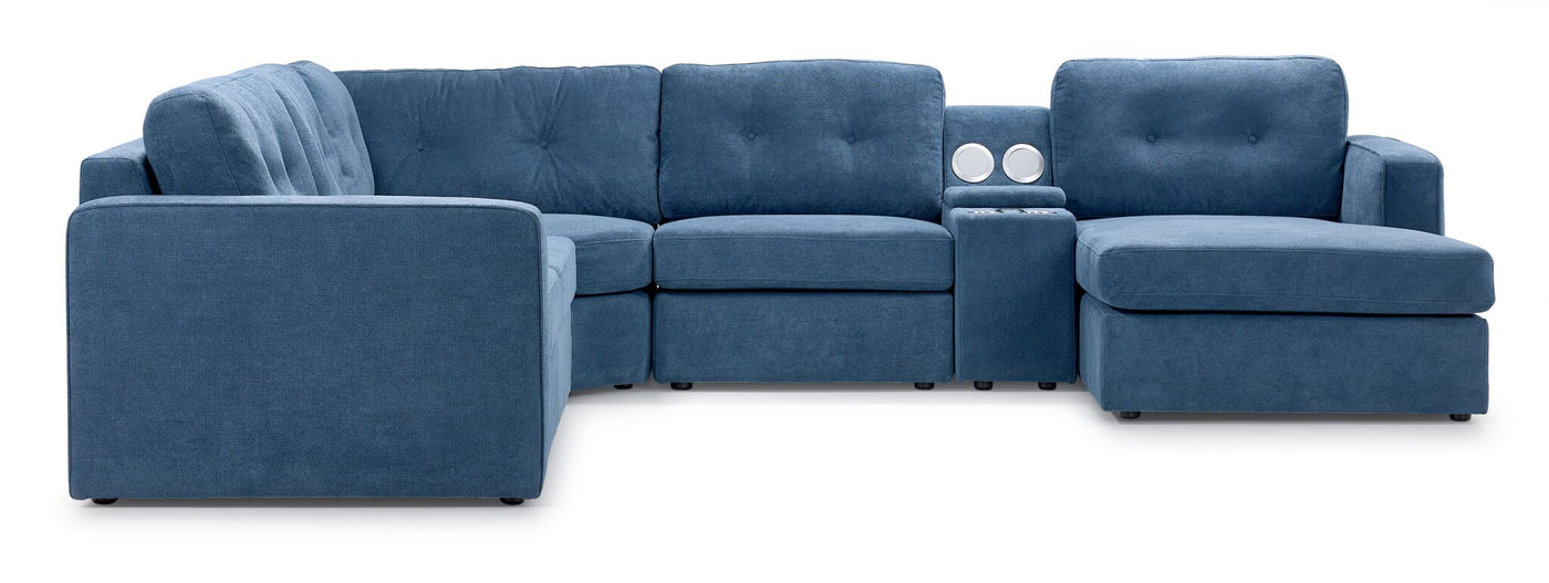 Connex 6-Piece Modular Sectional with Storage Console - Blue