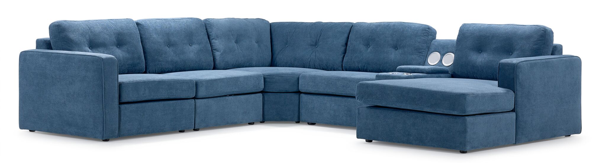 Feeling Connected - Connex 6-Piece Modular Sectional with Storage Console - Blue