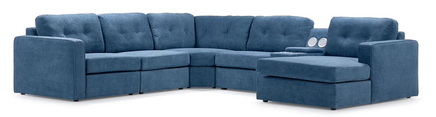 Feeling Connected - Connex 6-Piece Modular Sectional with Storage Console - Blue