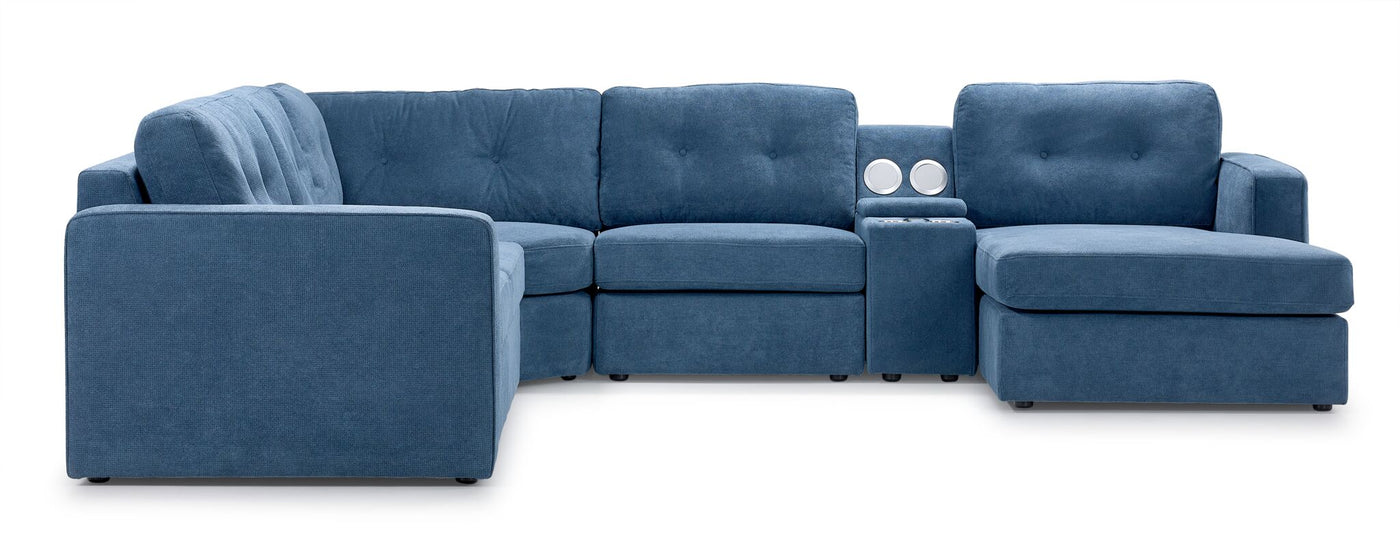 Connex 6-Piece Modular Sectional with Storage Console - Blue