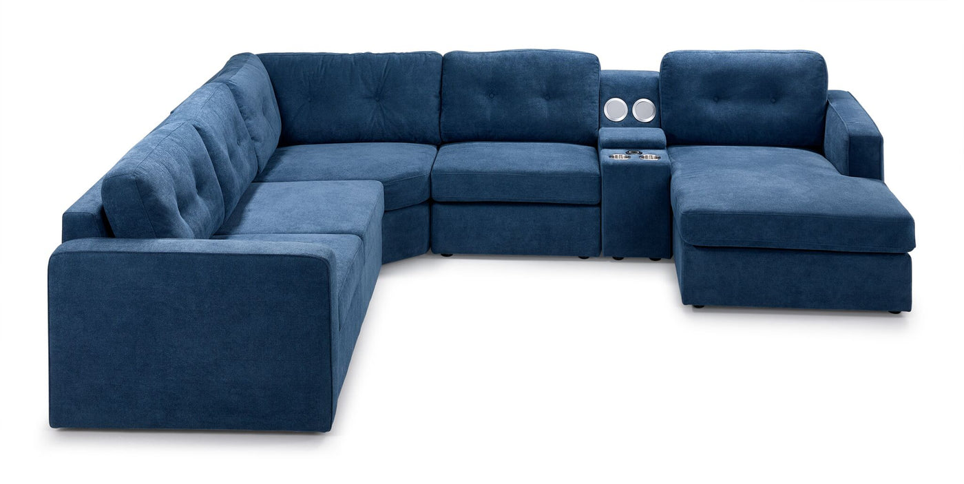 Connex 6-Piece Modular Sectional with Storage Console - Blue
