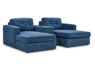 Connex 3-Piece Modular Sectional with Chaise and Drawer Console - Blue