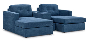 Feeling Connected - Connex 3-Piece Modular Sectional with Chaise and Drawer Console - Blue