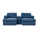 Connex 3-Piece Modular Sectional with Chaise and Drawer Console - Blue