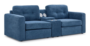 Feeling Connected - Connex 3-Piece Modular Chair with Storage Console - Blue