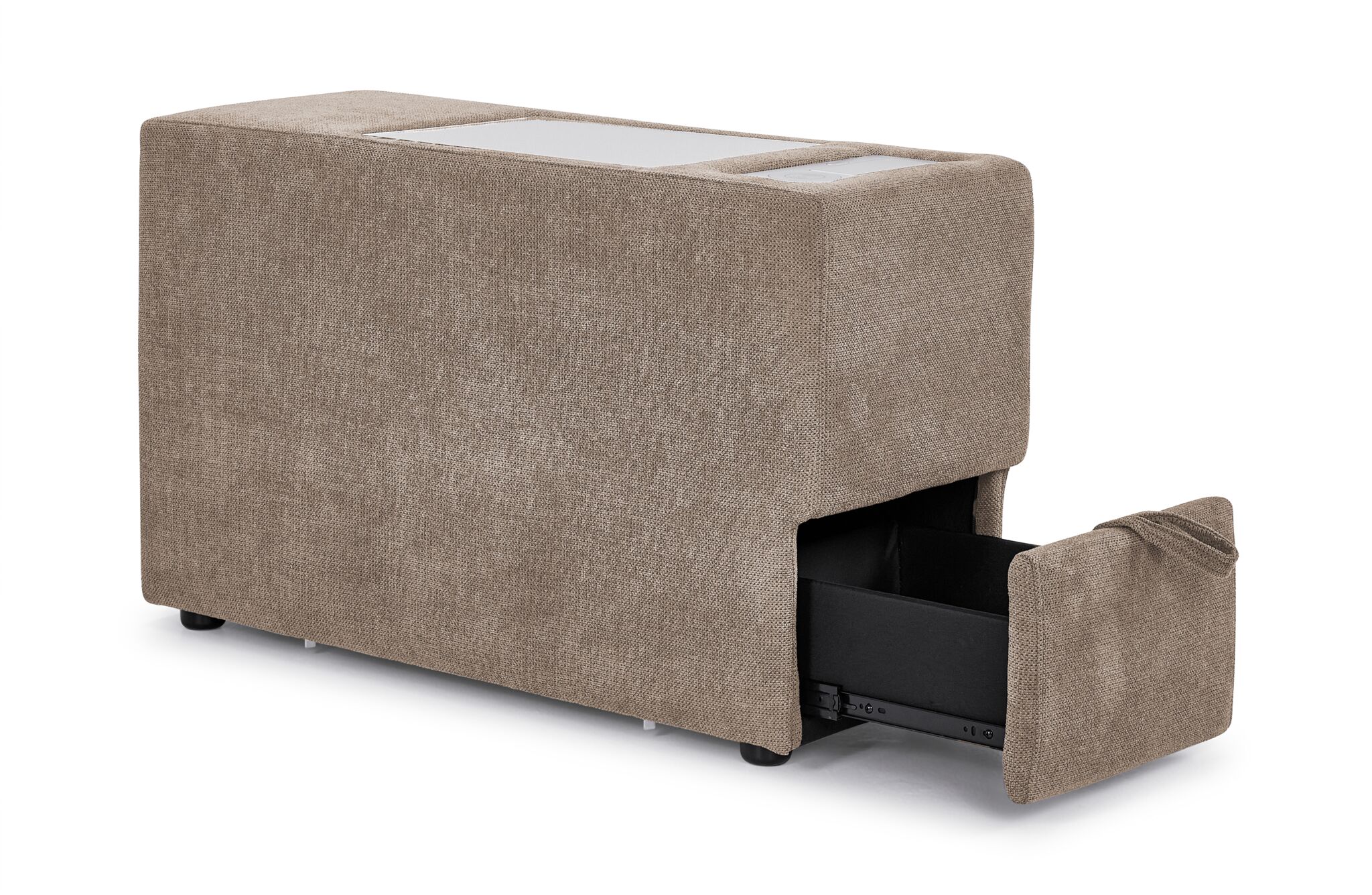 Feeling Connected - Connex 3-Piece Modular Sectional with Chaise and Drawer Console -Beige