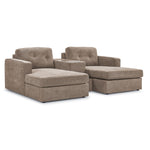 Connex 3-Piece Modular Sectional with Chaise and Drawer Console -Beige
