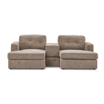 Connex 3-Piece Modular Sectional with Chaise and Drawer Console -Beige