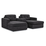 Connex 3-Piece Modular Sectional with Chaise and Drawer Console - Dark Grey
