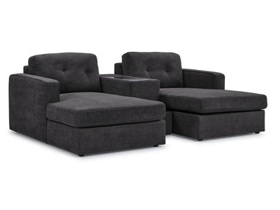 Connex 3-Piece Modular Sectional with Chaise and Drawer Console - Dark Grey