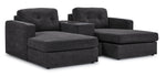 Feeling Connected - Connex 3-Piece Modular Sectional with Chaise and Drawer Console - Dark Grey