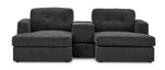 Feeling Connected - Connex 3-Piece Modular Sectional with Chaise and Drawer Console - Dark Grey