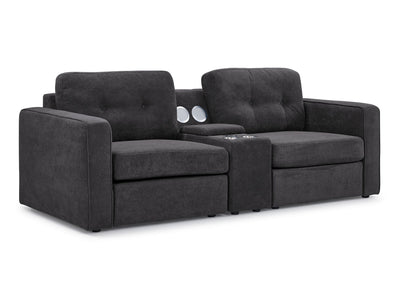 Connex 3-Piece Modular Chair with Storage Console - Dark Grey