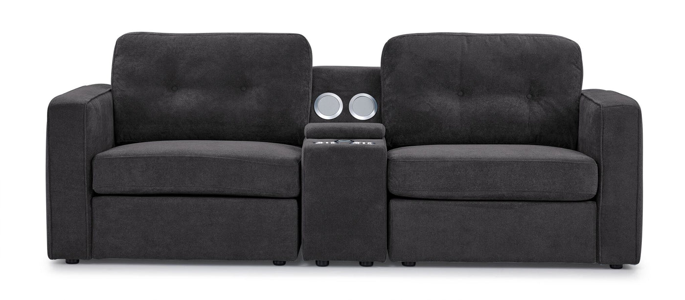 Connex 3-Piece Modular Chair with Storage Console - Dark Grey