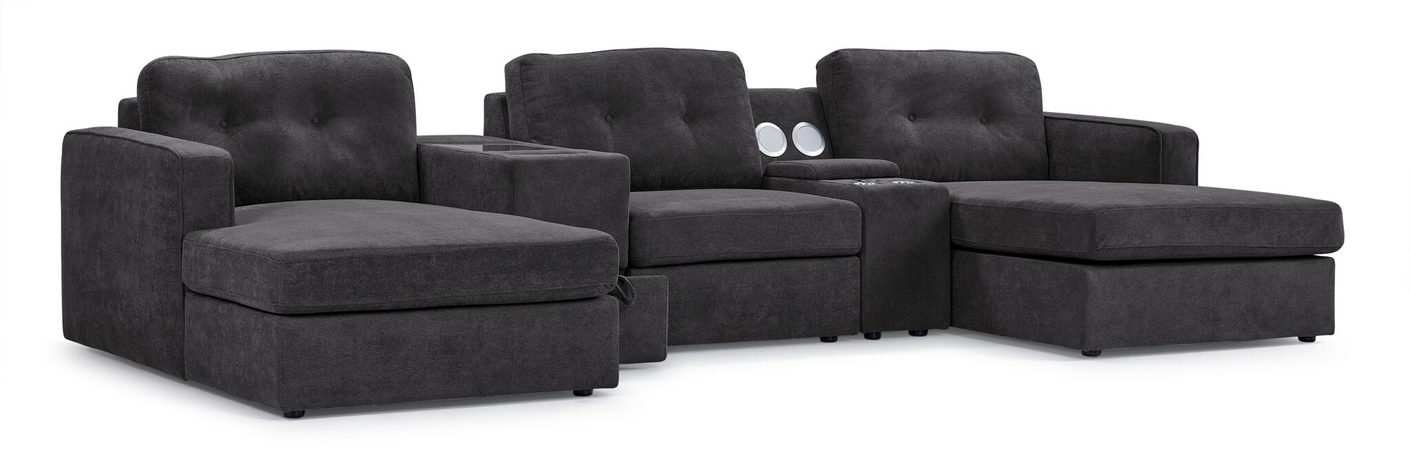 Feeling Connected - Connex 5-Piece Modular Sectional with Consoles - Dark Grey