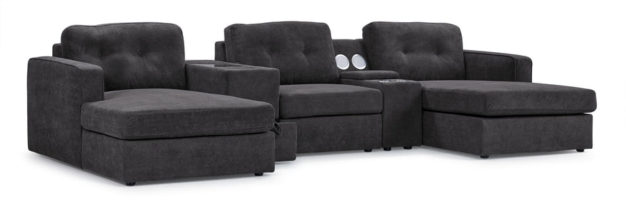 Feeling Connected - Connex 5-Piece Modular Sectional with Consoles - Dark Grey