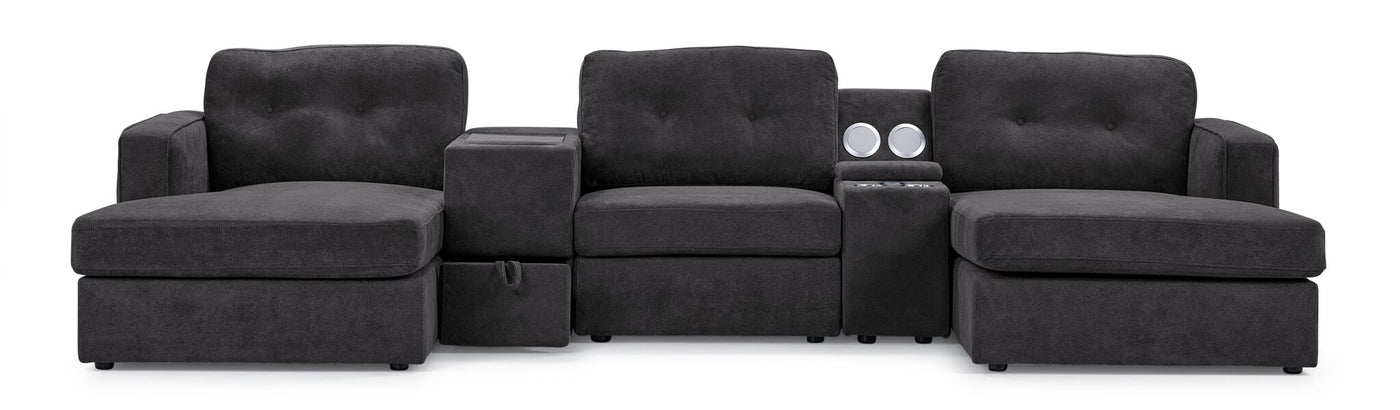 Connex 5-Piece Modular Sectional with Consoles - Dark Grey