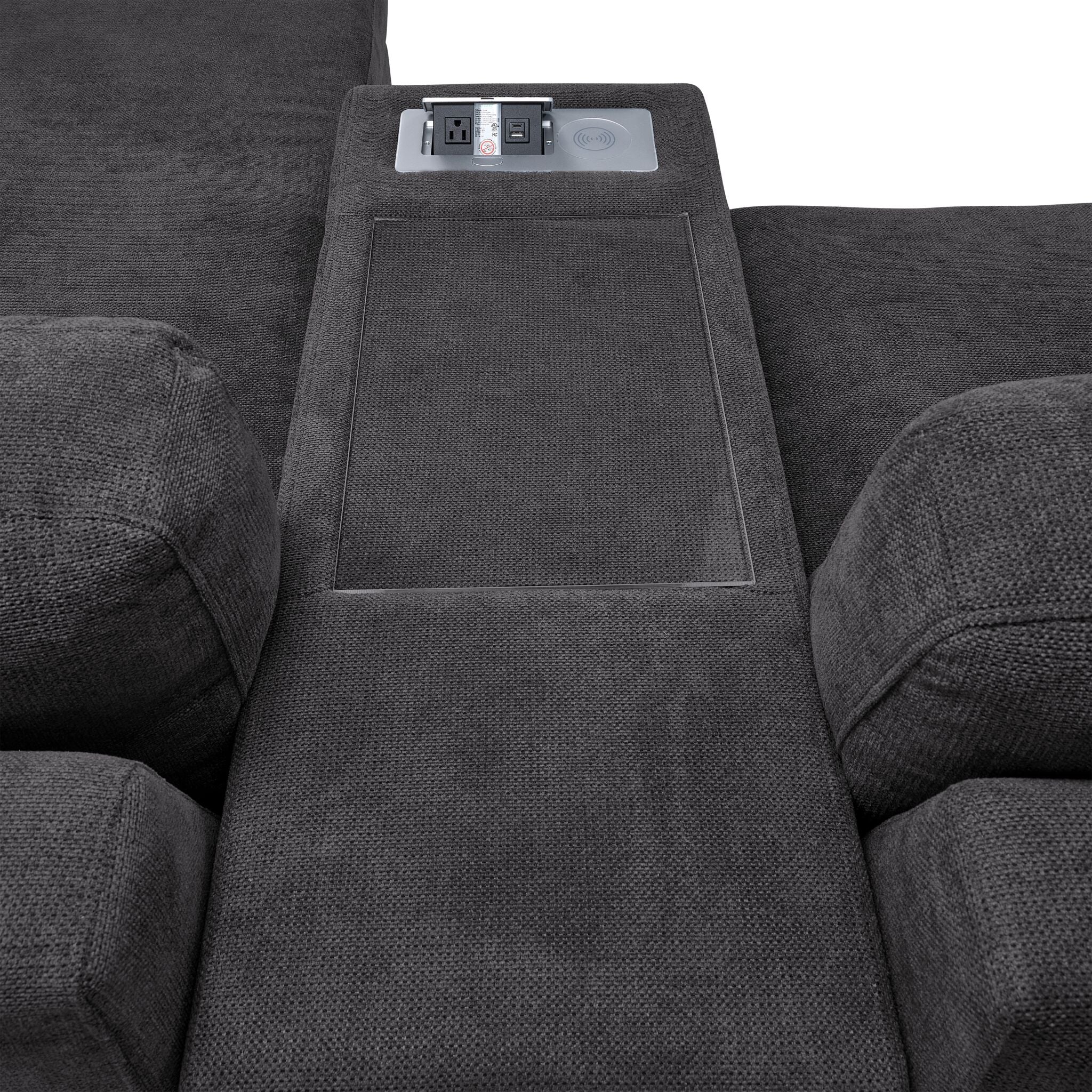 Feeling Connected - Connex 6-Piece Modular Sectional with Drawer Console - Dark Grey