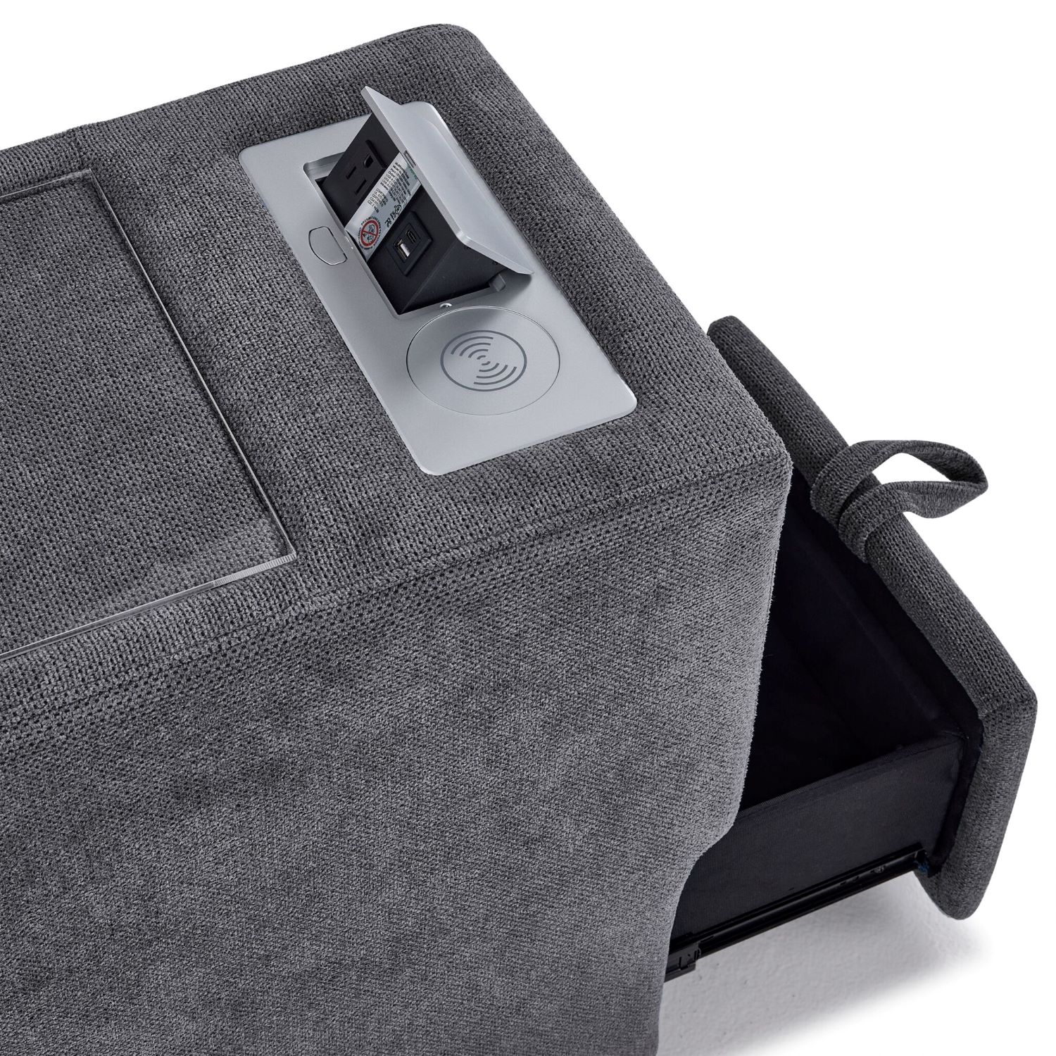 Feeling Connected - Connex 3-Piece Modular Sectional with Chaise and Drawer Console - Light Grey