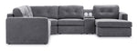 Feeling Connected - Connex 6-Piece Modular Sectional with Storage Console - Light Grey