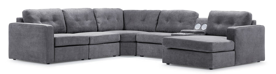 Feeling Connected - Connex 6-Piece Modular Sectional with Storage Console - Light Grey