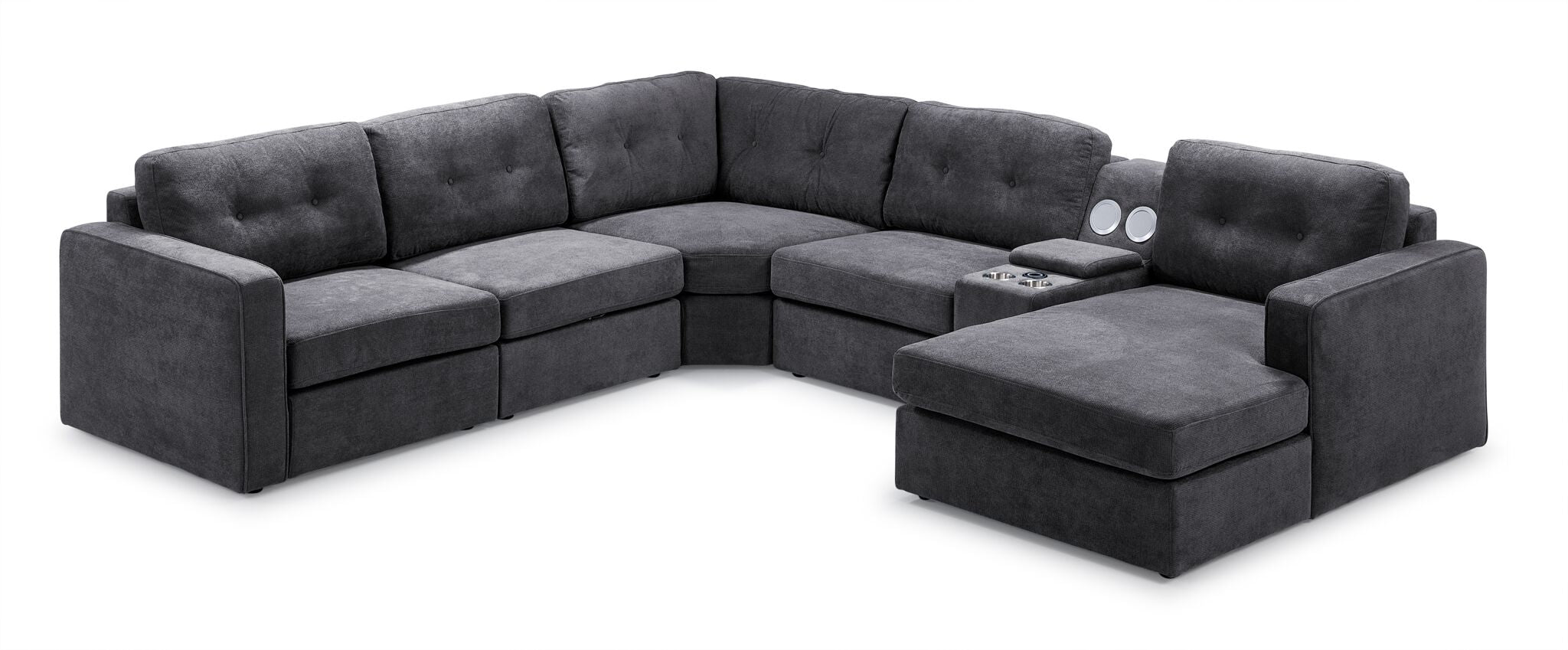 Feeling Connected - Connex 6-Piece Modular Sectional with Storage Console - Light Grey
