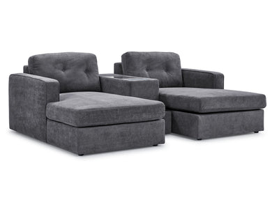 Connex 3-Piece Modular Sectional with Chaise and Drawer Console - Light Grey