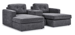 Feeling Connected - Connex 3-Piece Modular Sectional with Chaise and Drawer Console - Light Grey