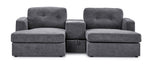 Feeling Connected - Connex 3-Piece Modular Sectional with Chaise and Drawer Console - Light Grey