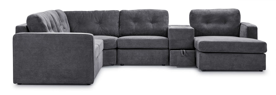 Feeling Connected - Connex 6-Piece Modular Sectional with Drawer Console - Light Grey
