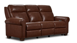 Conrad Leather Dual Power Reclining Sofa - Dark Brown
