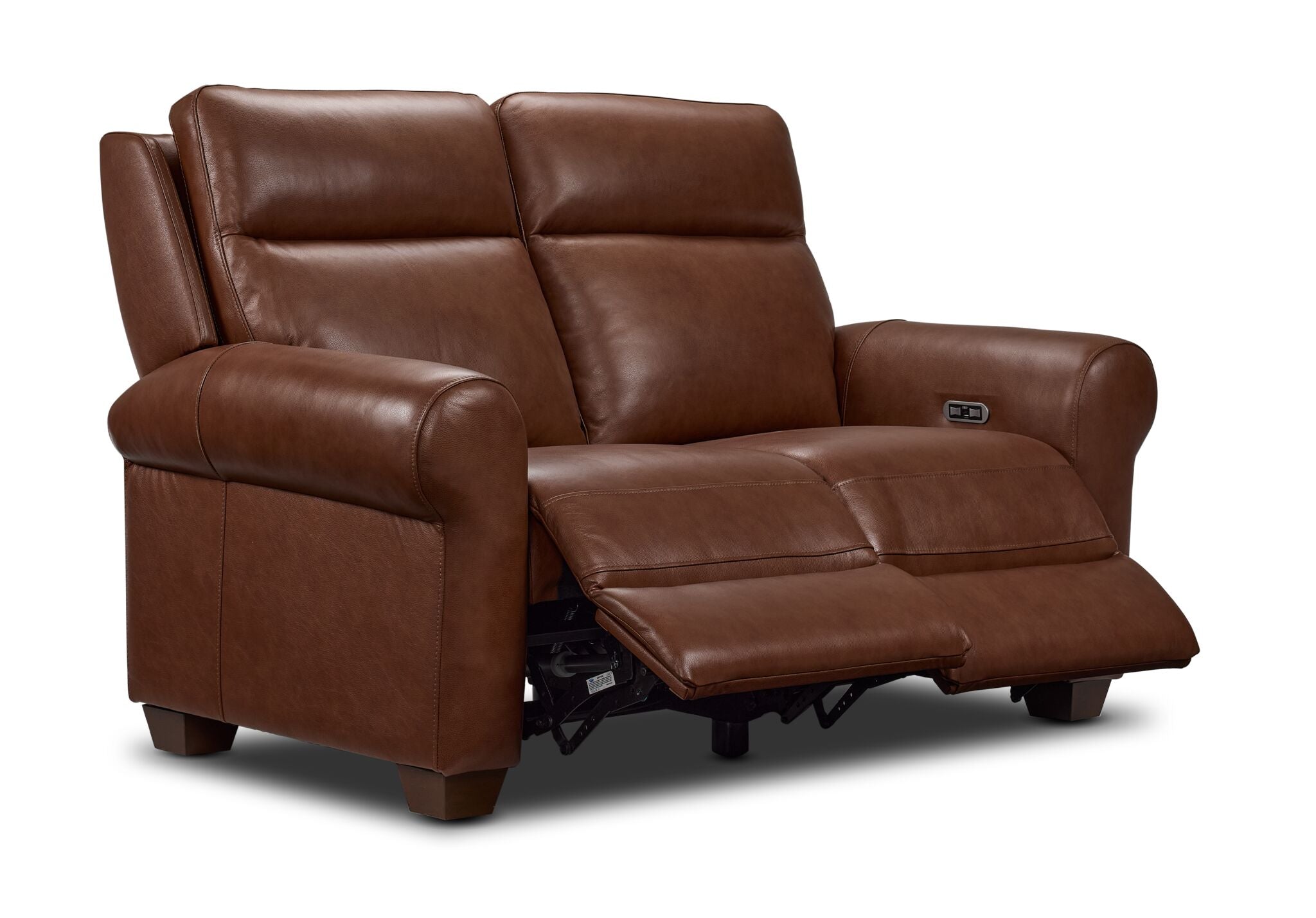 Conrad Leather Dual Power Reclining Loveseat - Dark Brown
